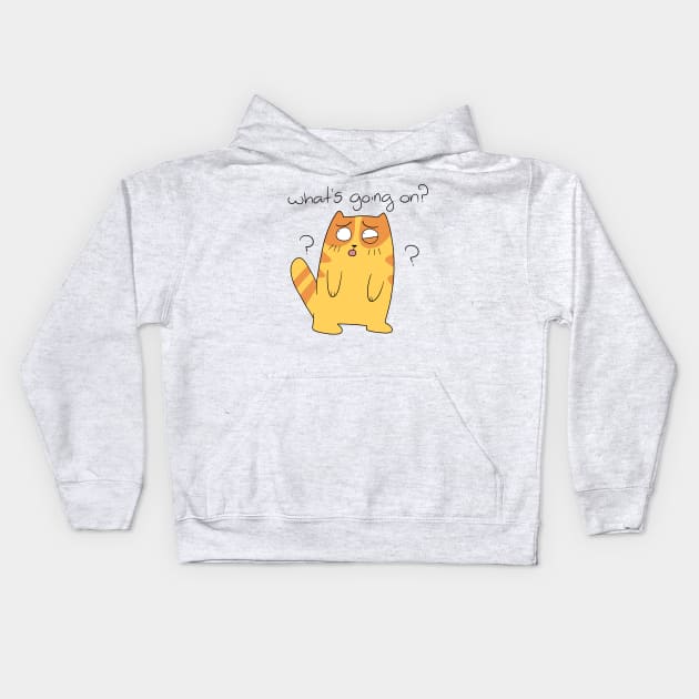 What's Going On? Orange Tabby Cat Kids Hoodie by saradaboru